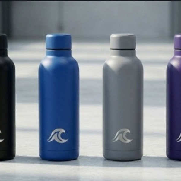 Botella de Agua de Acero Inoxidable.  Insulada "Hydro Vortex".  Hidratación radical, fría o caliente, durante todo el día.